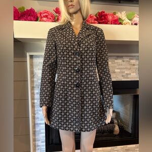 Sigrid Olsen Black & Beige patterned Long sleeve Blazer Jacket size 6